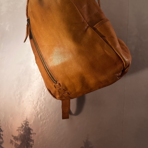 brown genuine leather backpack purse piel leather U-ZIP BACKPACK Outlet